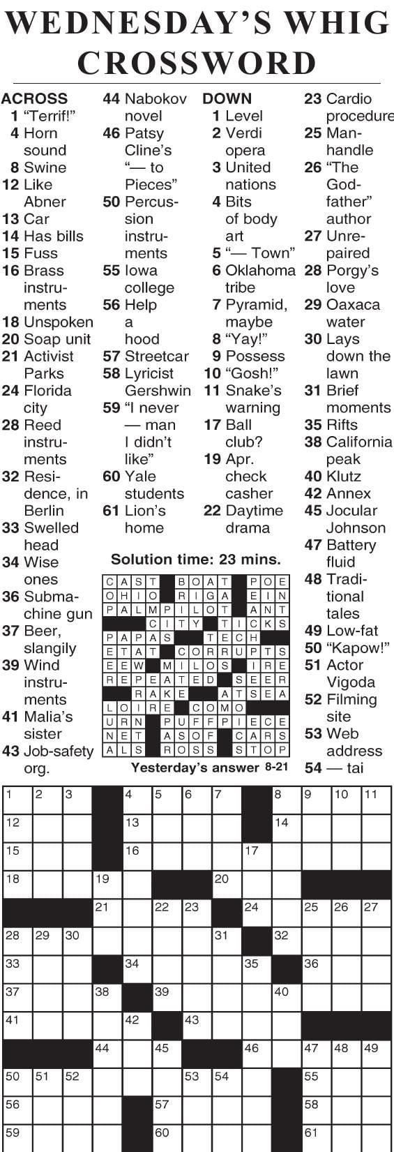 0821 crossword | Crosswords | cecildaily.com