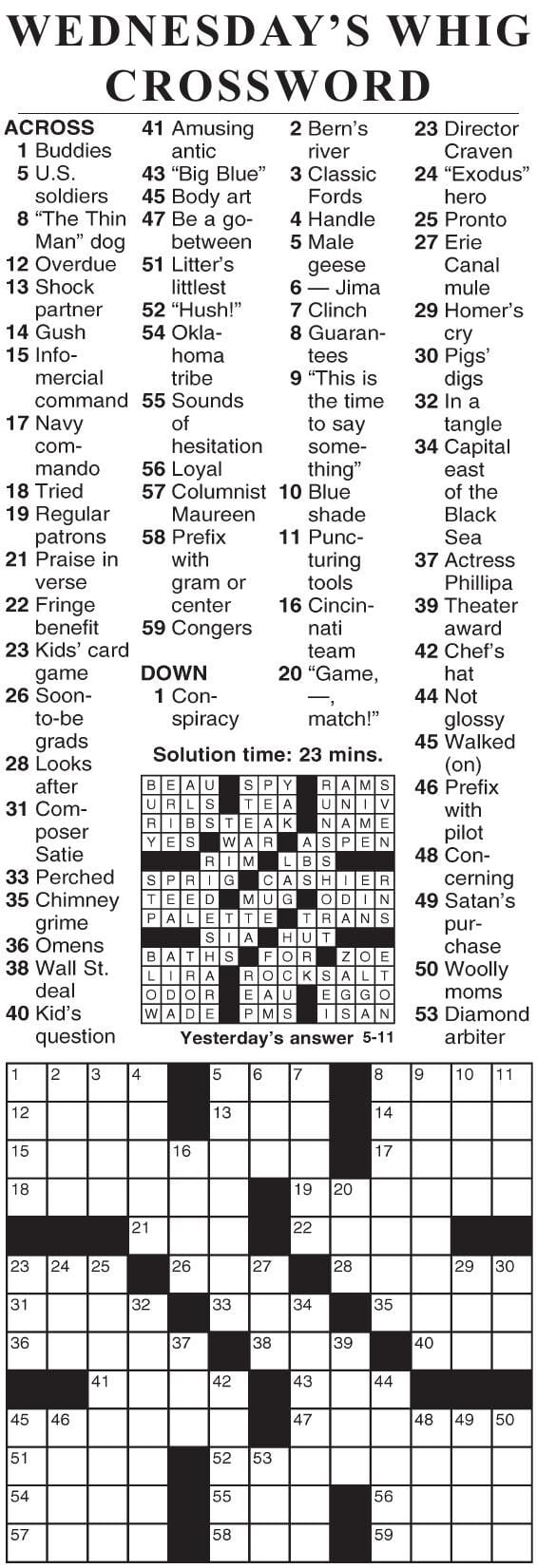 0511 crossword Crosswords cecildaily com