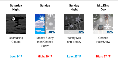 Snow and ice to fall starting Sunday afternoon