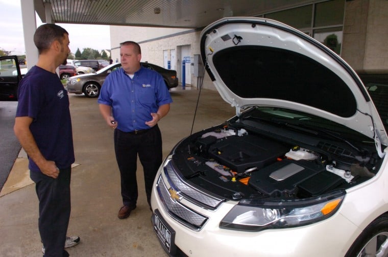 Voila The Chevy Volt Business Cecildaily Certified Technician Ethan David And S Consultant William Little Take A Look Under The Hood Of New Chevy Volt At Williams Chevrolet Elkton