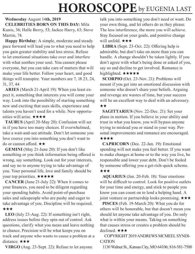 0814 horoscope Horoscopes cecildaily