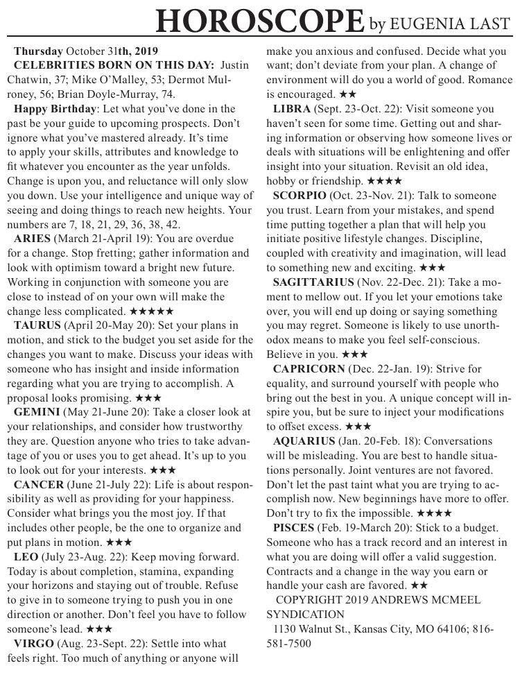 10/31 horoscope Horoscopes