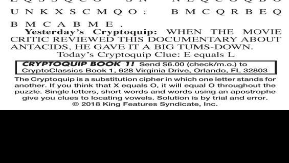 060918 Cryptoquip | Cryptoquip | cecildaily.com