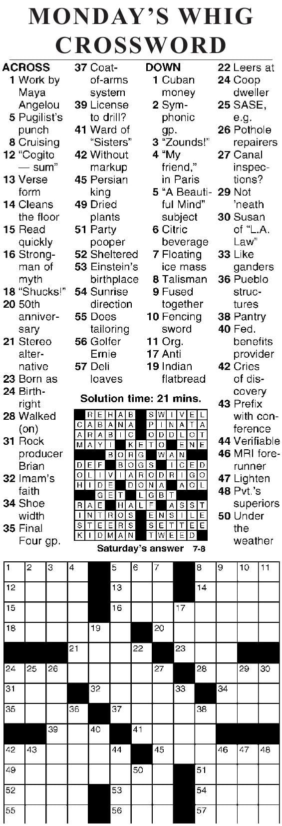 0708 crossword | Crosswords | cecildaily.com