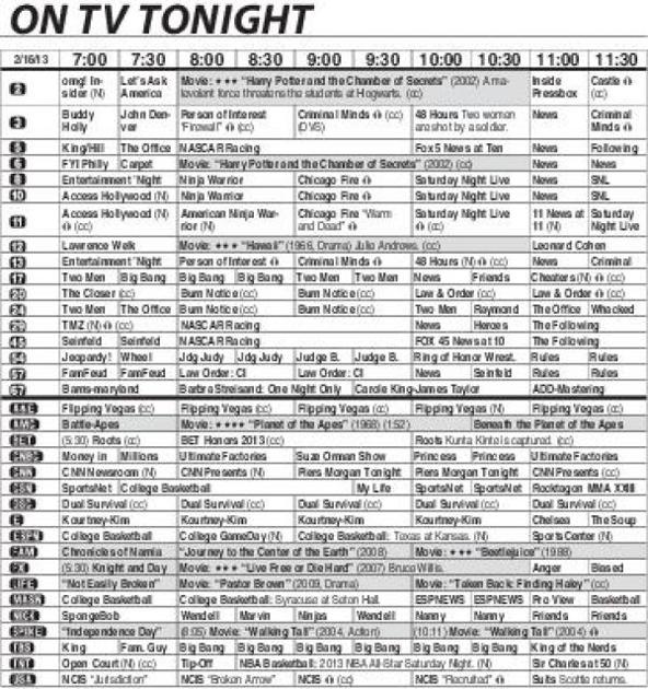 TV Listings Feb 1622 Diversions