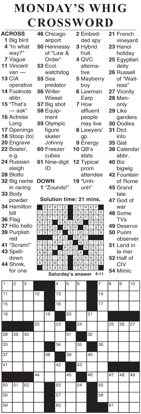 0411 crossword Crosswords cecildaily com