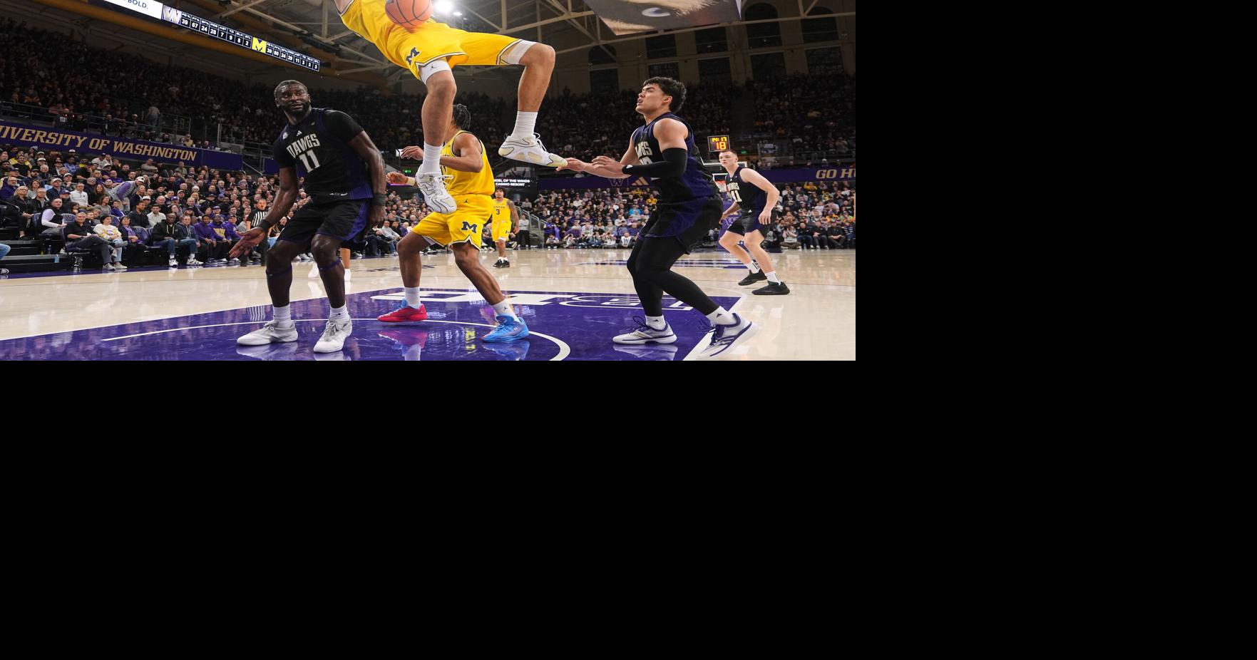 No. 4 Michigan rebounds from 1st loss with 82-72 win at Washington