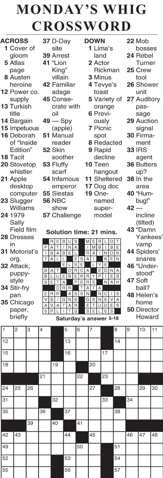 0518 crossword Crosswords cecildaily com