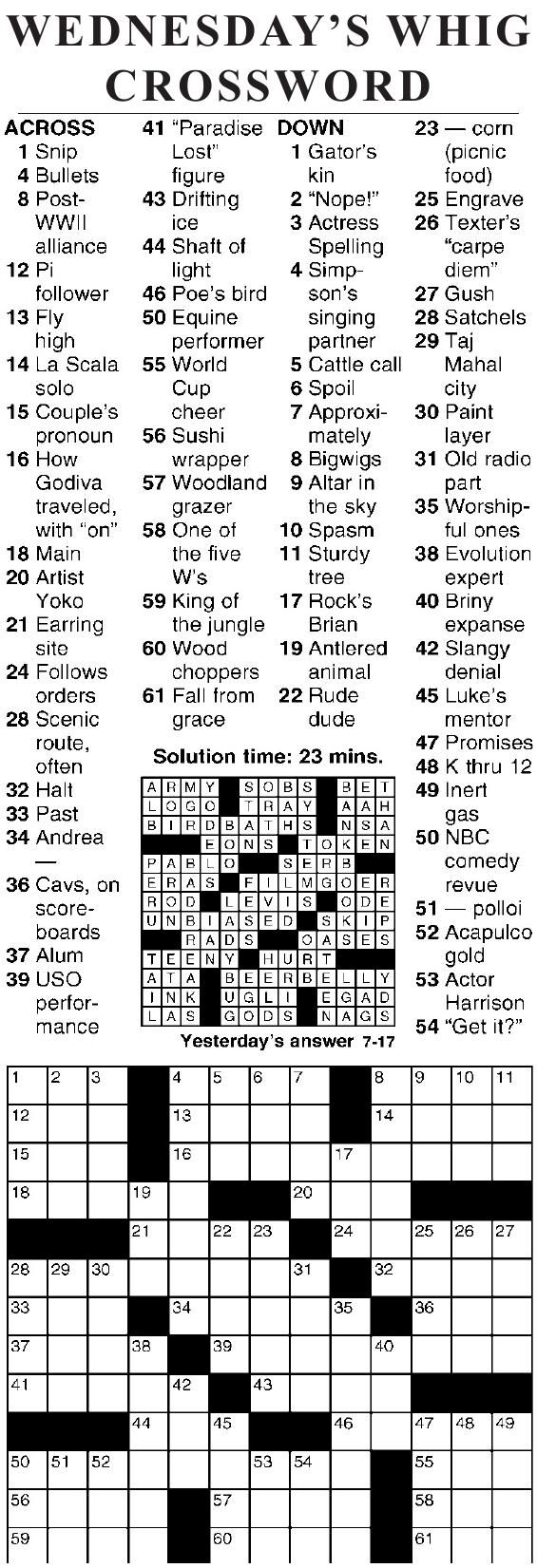 0717 crossword | Crosswords | cecildaily.com