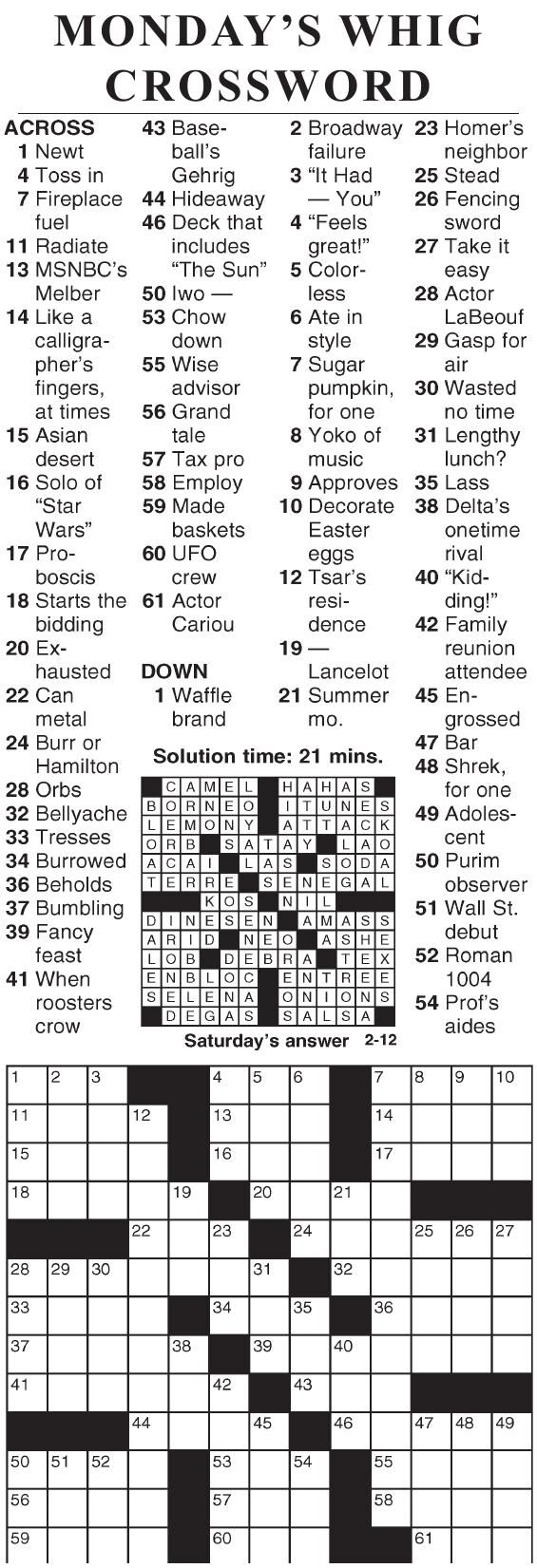 0212 crossword | Crosswords | cecildaily.com