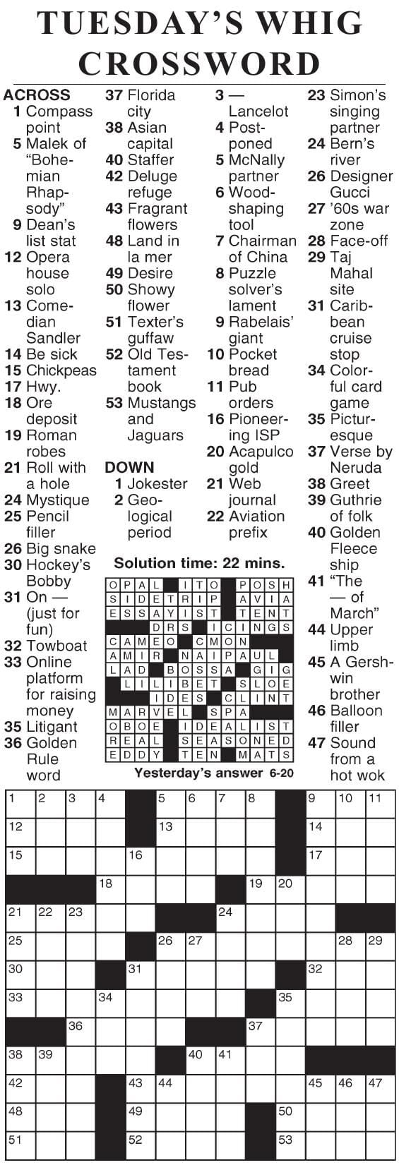 0620 crossword Crosswords cecildaily com