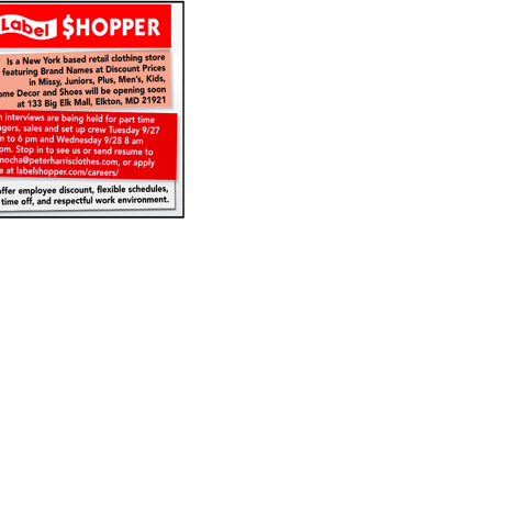 Label Shopper coming to Big Elk Mall | Business | cecildaily.com