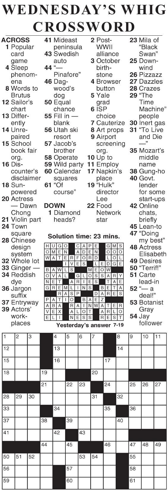 0719 crossword | Crosswords | cecildaily.com