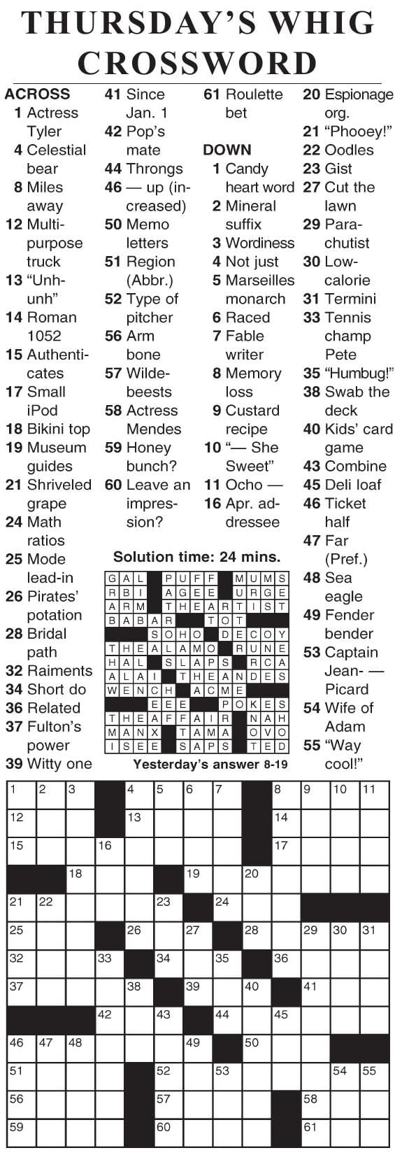 0819 crossword Crosswords cecildaily com