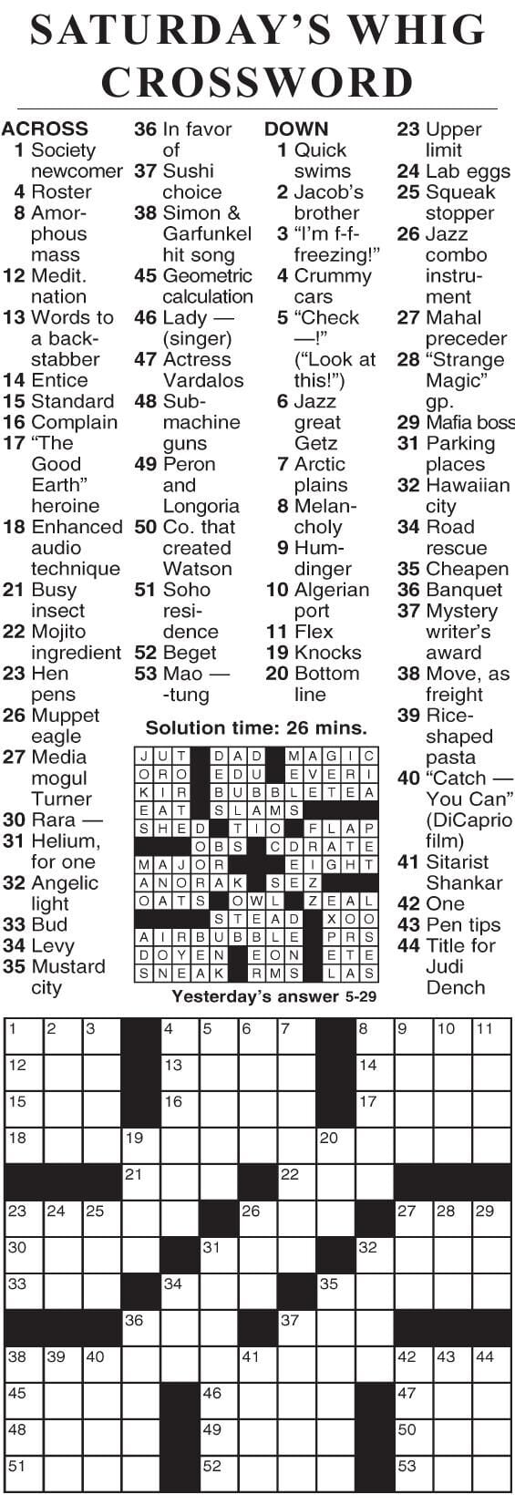 0529 crossword | Crosswords | cecildaily.com