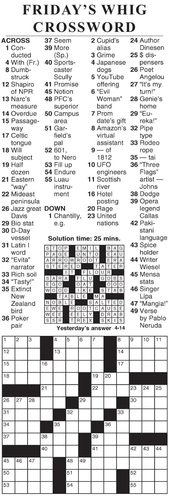 0414 crossword | Crosswords | cecildaily.com