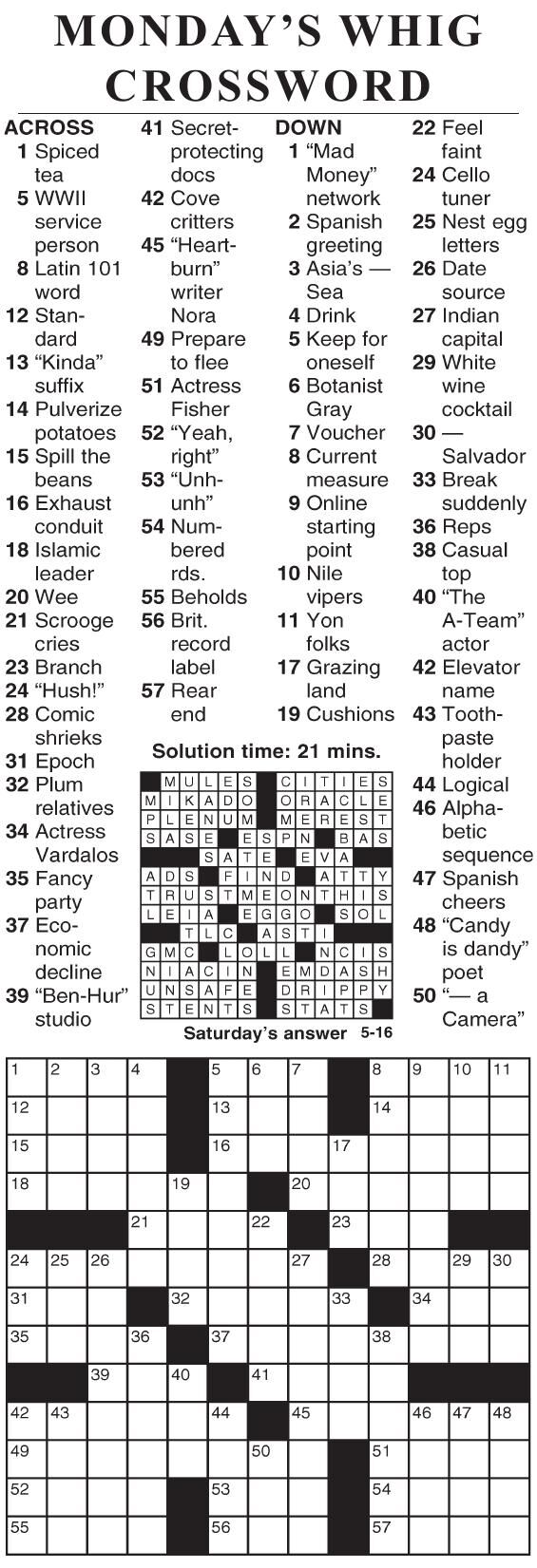 0516 crossword Crosswords cecildaily com