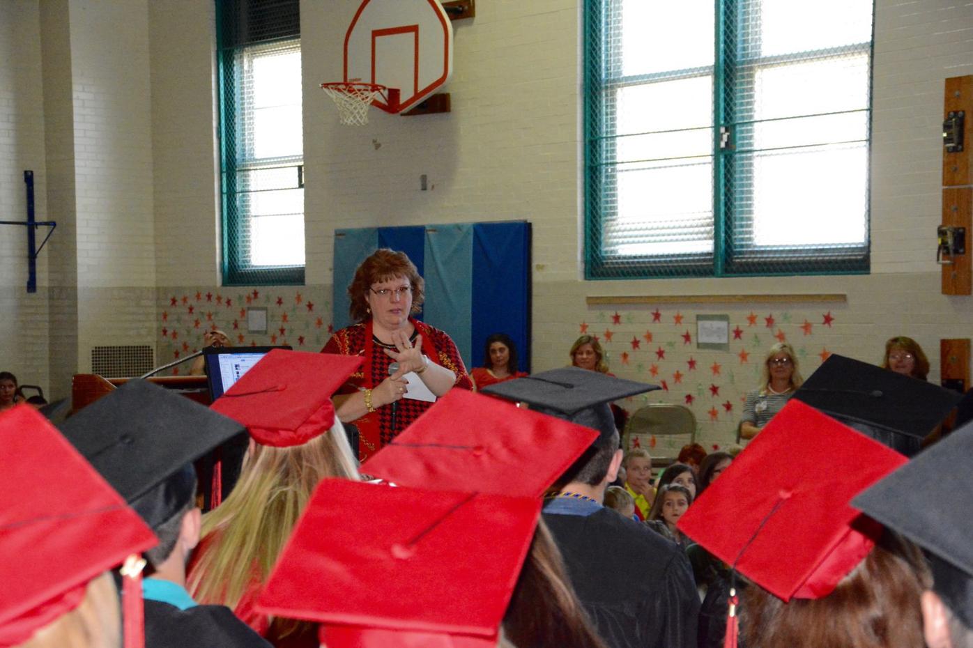 Bo Manor seniors tour Cecilton Elementary in caps and gowns Schools