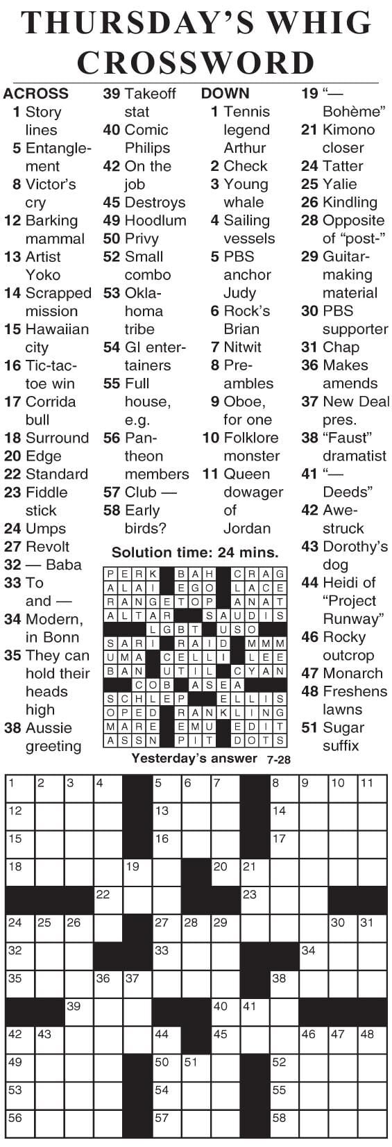 0728 crossword | Crosswords | cecildaily.com