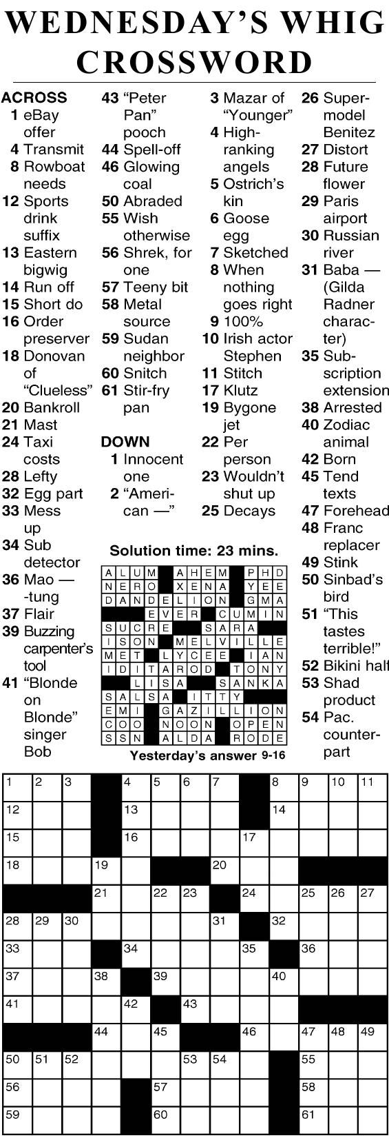 0916 crossword | Crosswords | cecildaily.com