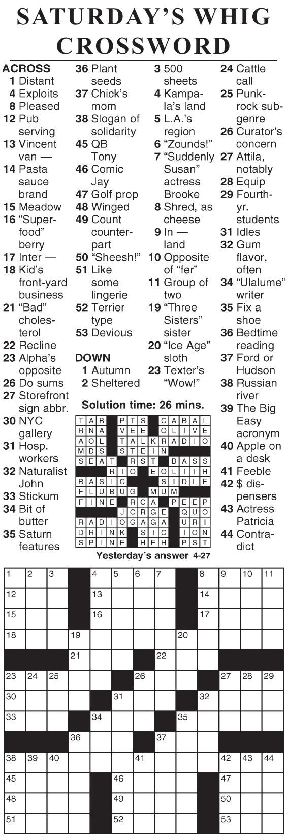 0427 crossword | Crosswords | cecildaily.com