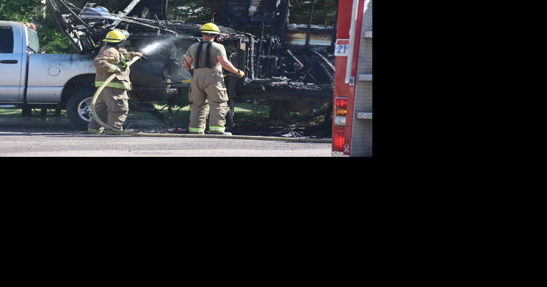 VID-Fire crew's 'excellent knockdown' subdues camping trailer blaze in Parowan