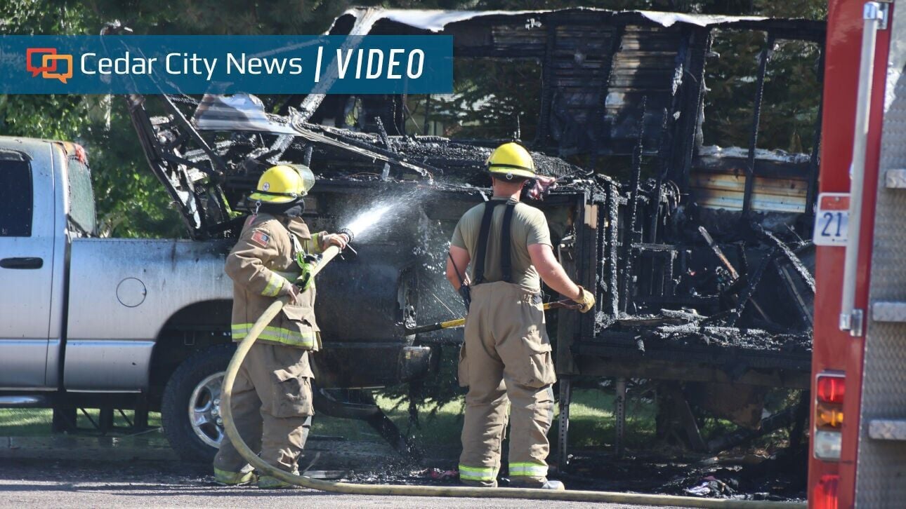 Fire crew's 'excellent knockdown' subdues camping trailer blaze in Parowan