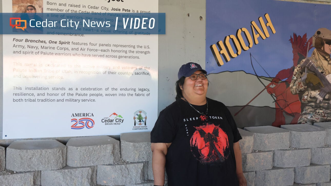 New mural honoring veterans, by Paiute artist Josie Pete, unveiled at Cedar City's Coal Creek Trail