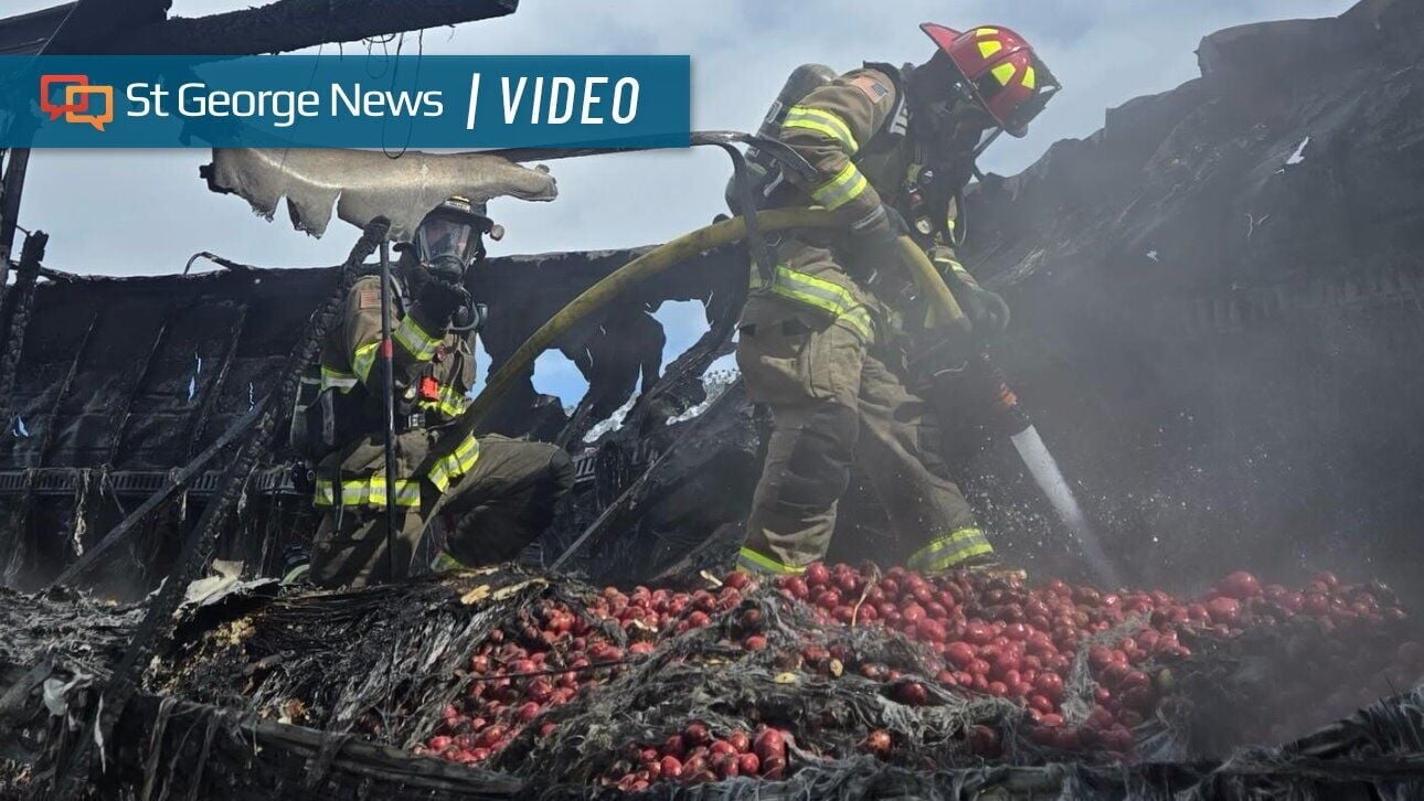 Potato-laden semitruck burns on I-15 south, backing up traffic into Iron County