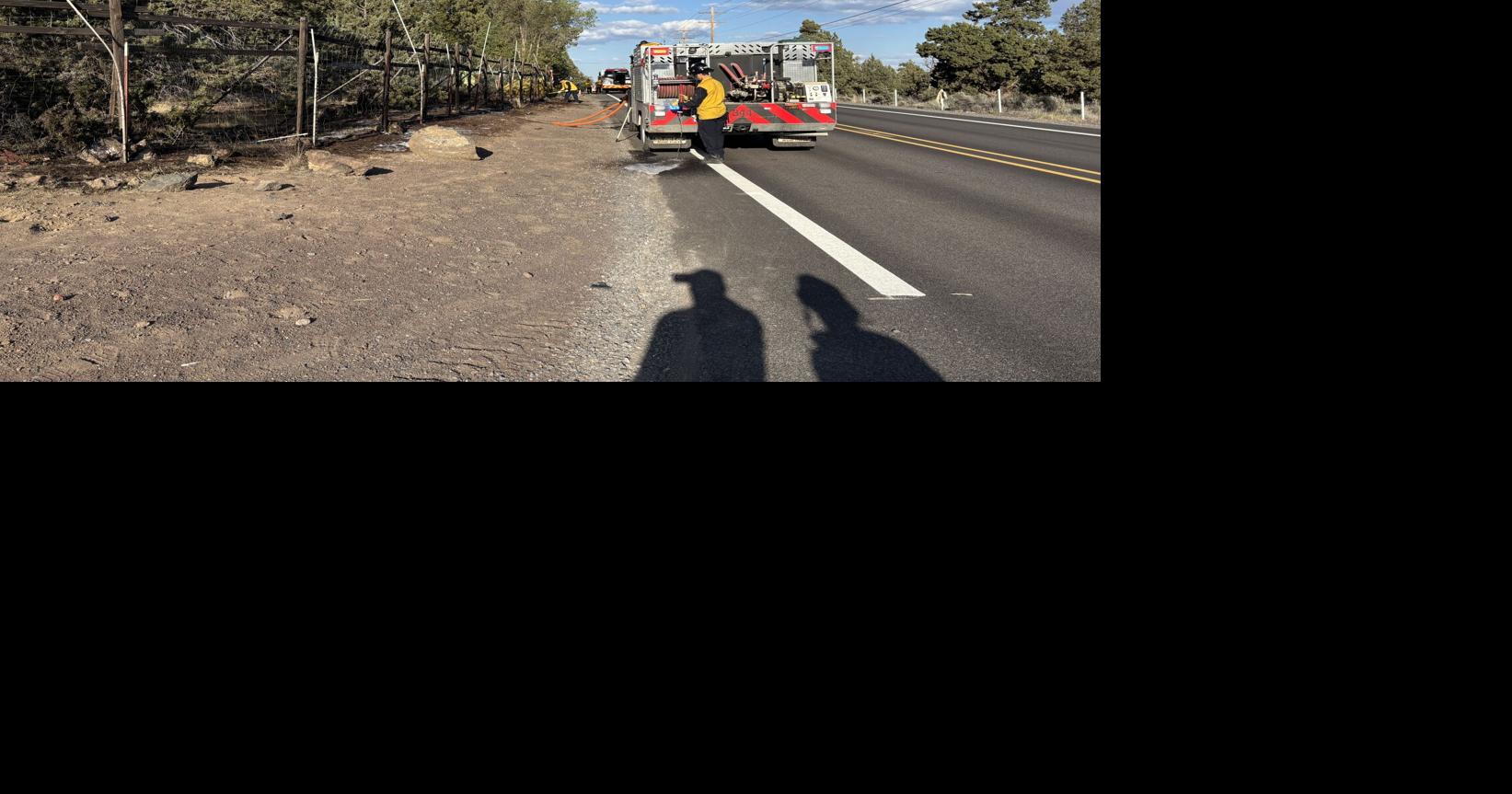 Brush fire along Bend-area road likely sparked by passing vehicle debris