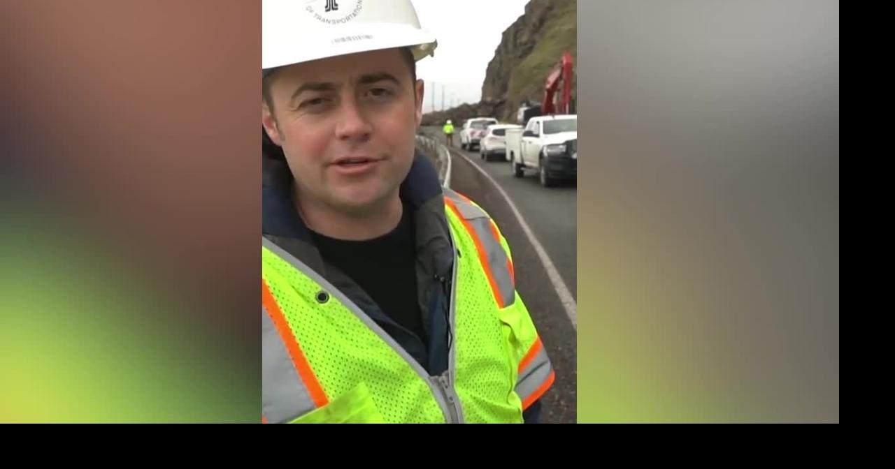 WATCH ODOT brings rocks crashing down on highway near Biggs Junction