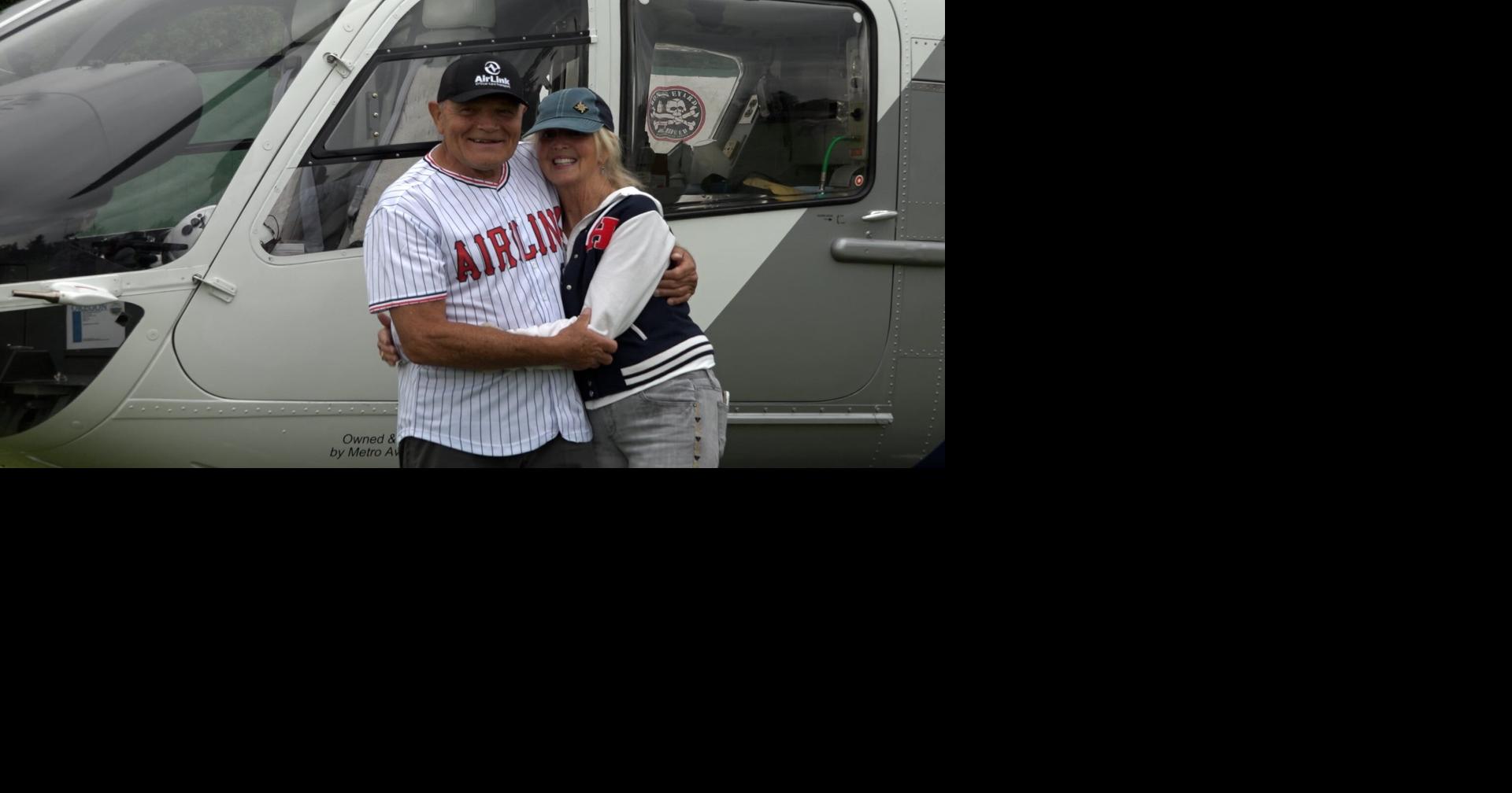 Bend Elks help celebrate retiring AirLink flight nurse with helicopter landing, first pitch