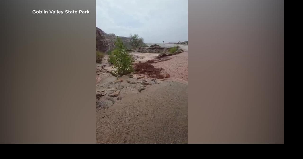 Flash flood washes over road in Utah