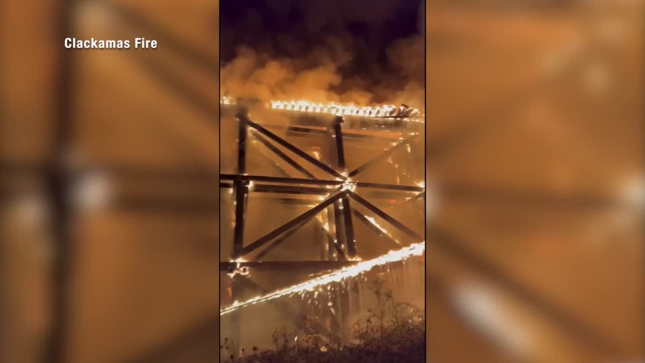 Oregon train trestle catches fire, caught on video | Oregon