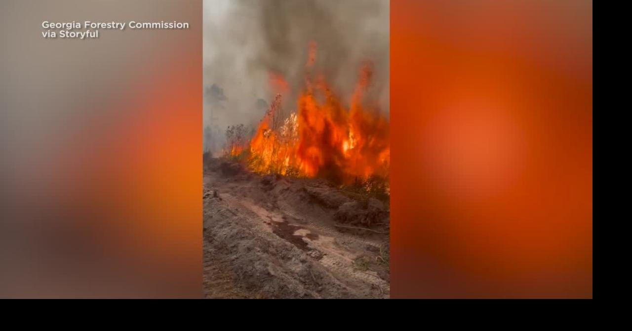 Towering flames torch Georgia trees as crews battle wildfire ...