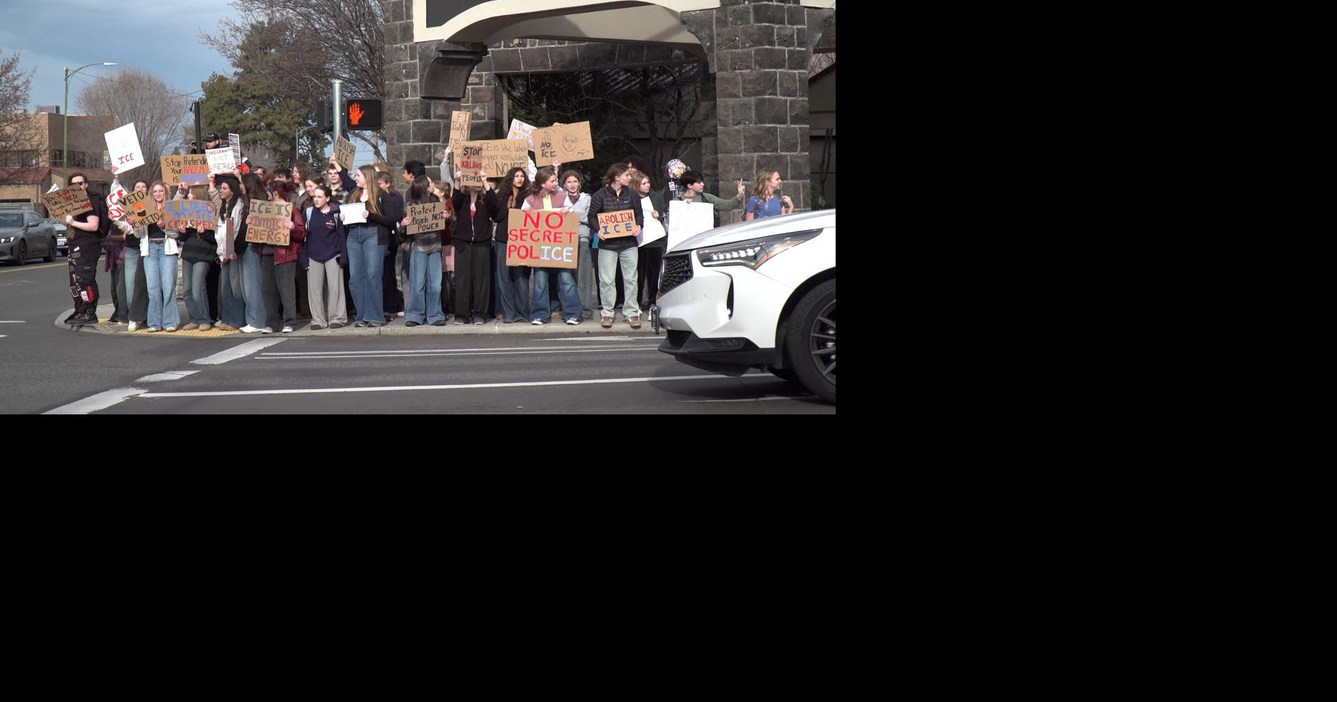 Bend students leave class, protest ICE at Peace Corner | Local News ...
