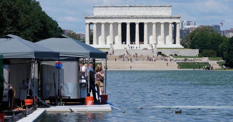 'Cut it very violently.' Trump says vandals damaged Reflecting Pool