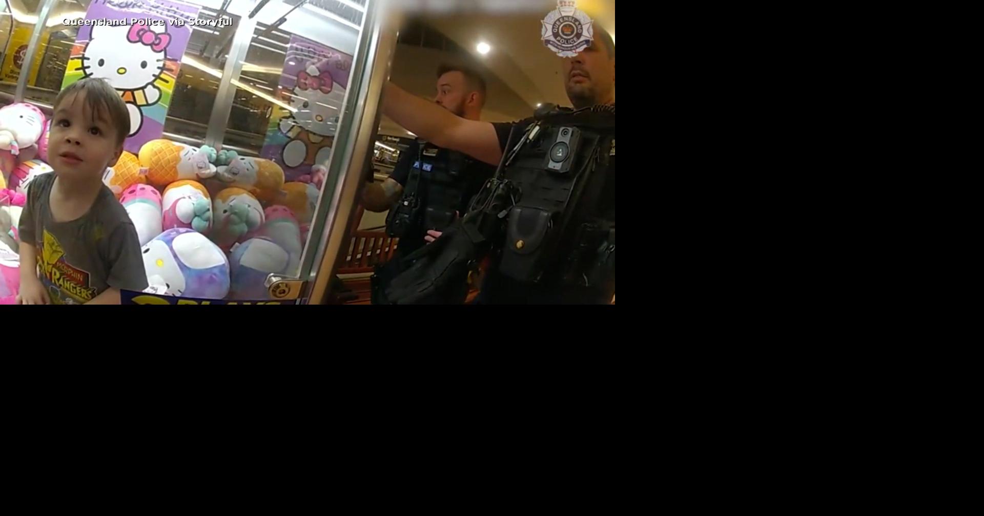 WATCH Toddler rescued after crawling into claw machine National