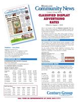 Highland Community News - Classified Display Rates