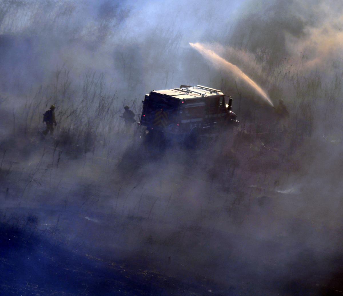 Five-acre brush fire burns along Butterfield Ranch Road in Chino Hills, June 26, 2019