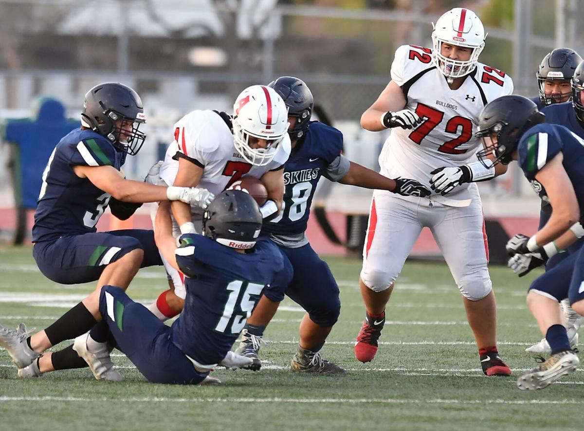 Ayala High football captures third straight 'Battle for the Bone' trophy with 42-0 win over Chino Hills (April 16, 2021)
