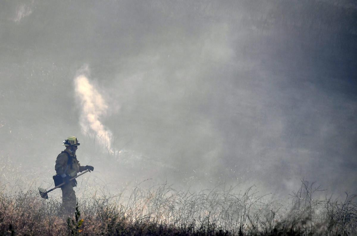 Five-acre brush fire burns along Butterfield Ranch Road in Chino Hills, June 26, 2019