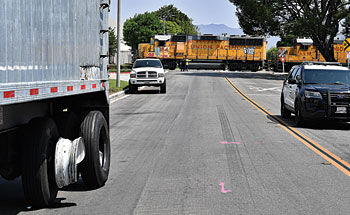Train, semitruck collide on Yorba Avenue in Chino