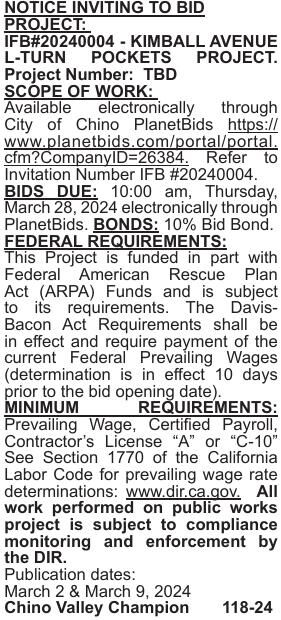 Notice of Inviting Bids | Legal Notices | championnewspapers.com