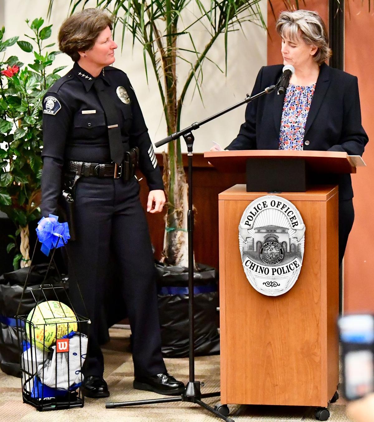 Chino Police Chief Karen Comstock retirement ceremony July 25, 2019