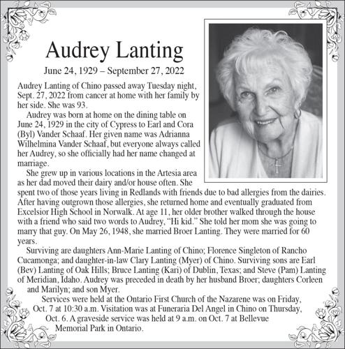 Audrey Lanting | Obituaries | championnewspapers.com