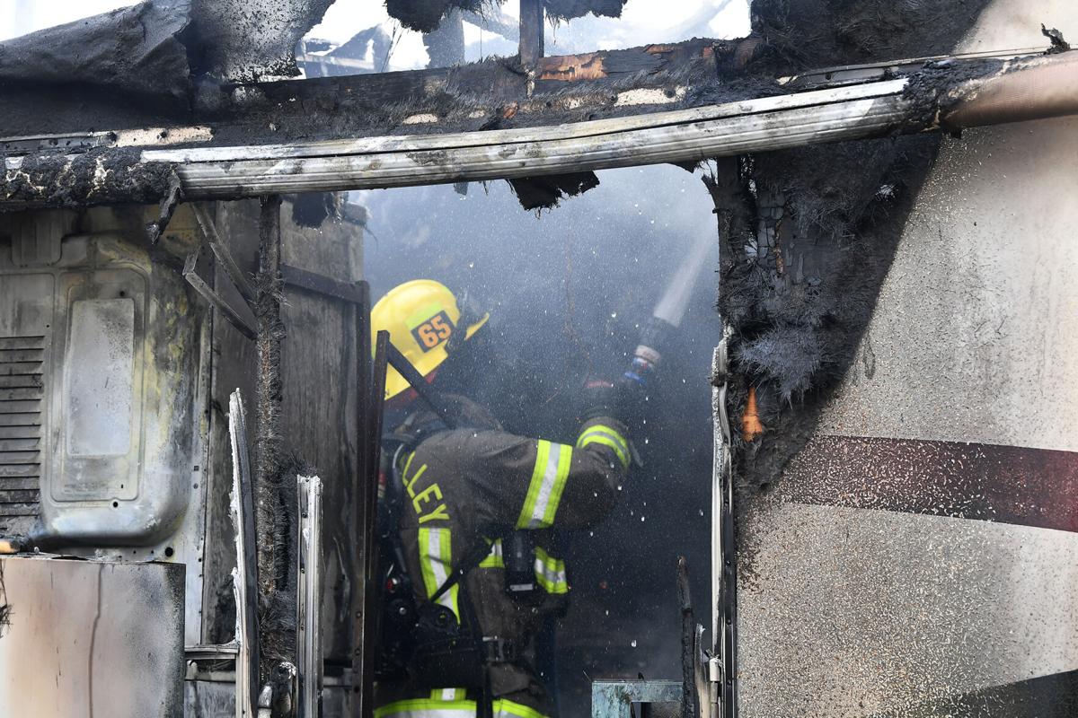 30-foot long trailer at mobile home park in Chino destroyed by fire Monday afternoon