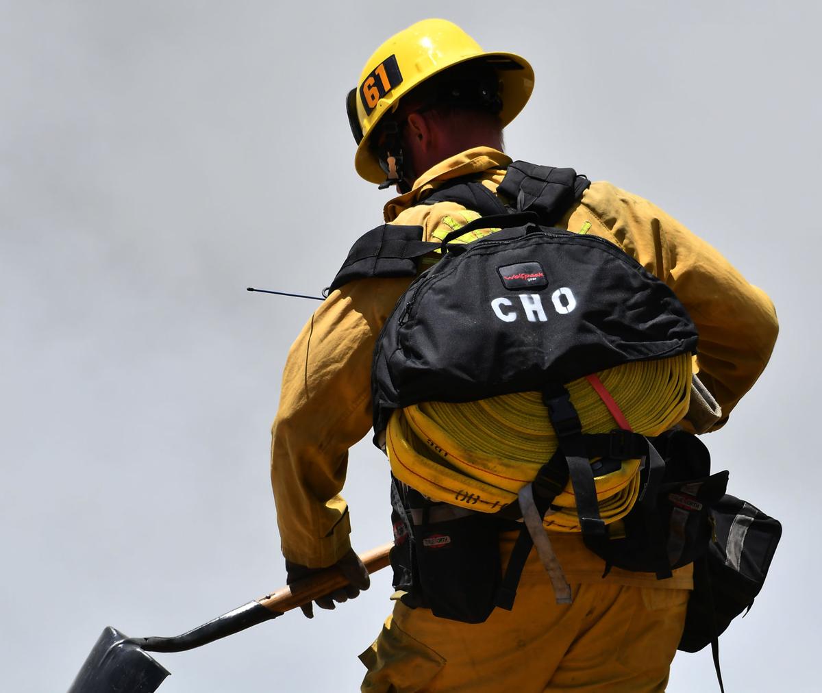 Brush fire burns 28 acres on Cucamonga Avenue south of the California Institution for Women in Chino
