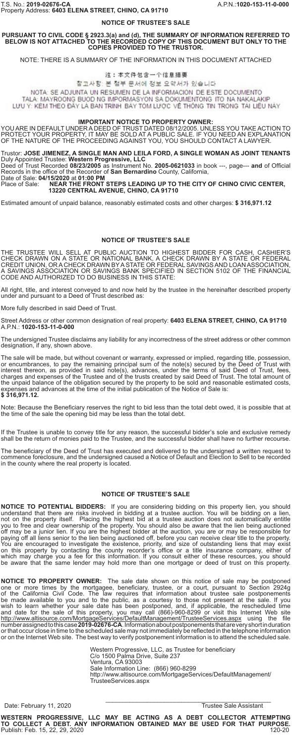 Alti Source Notice Of Trustee S Sale Legal Notices Championnewspapers Com