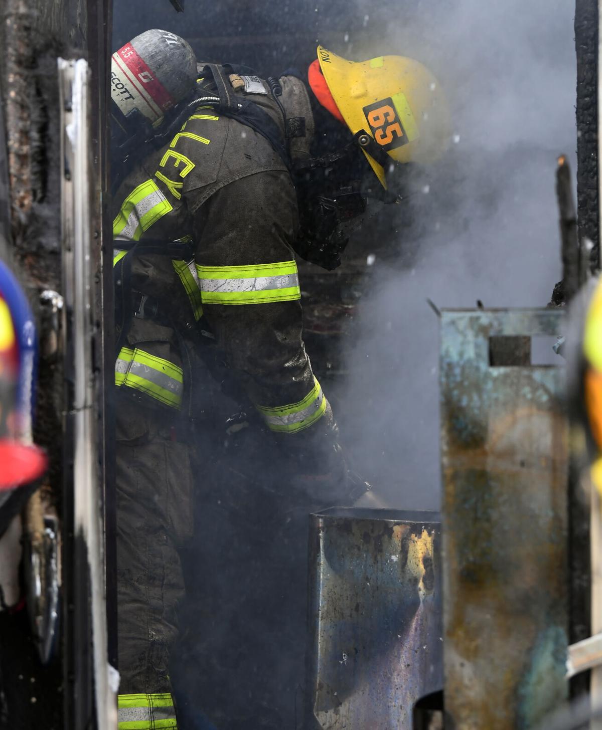 30-foot long trailer at mobile home park in Chino destroyed by fire Monday afternoon